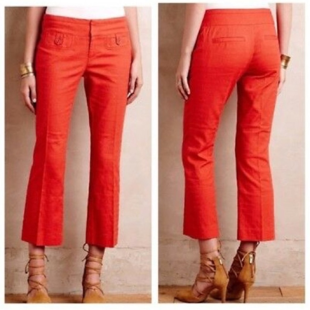Anthropologie Cartonnier Charlie Crop Flare Pants in Orange Size 4